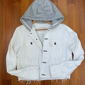 rag & bone white denim jacket with attached hood